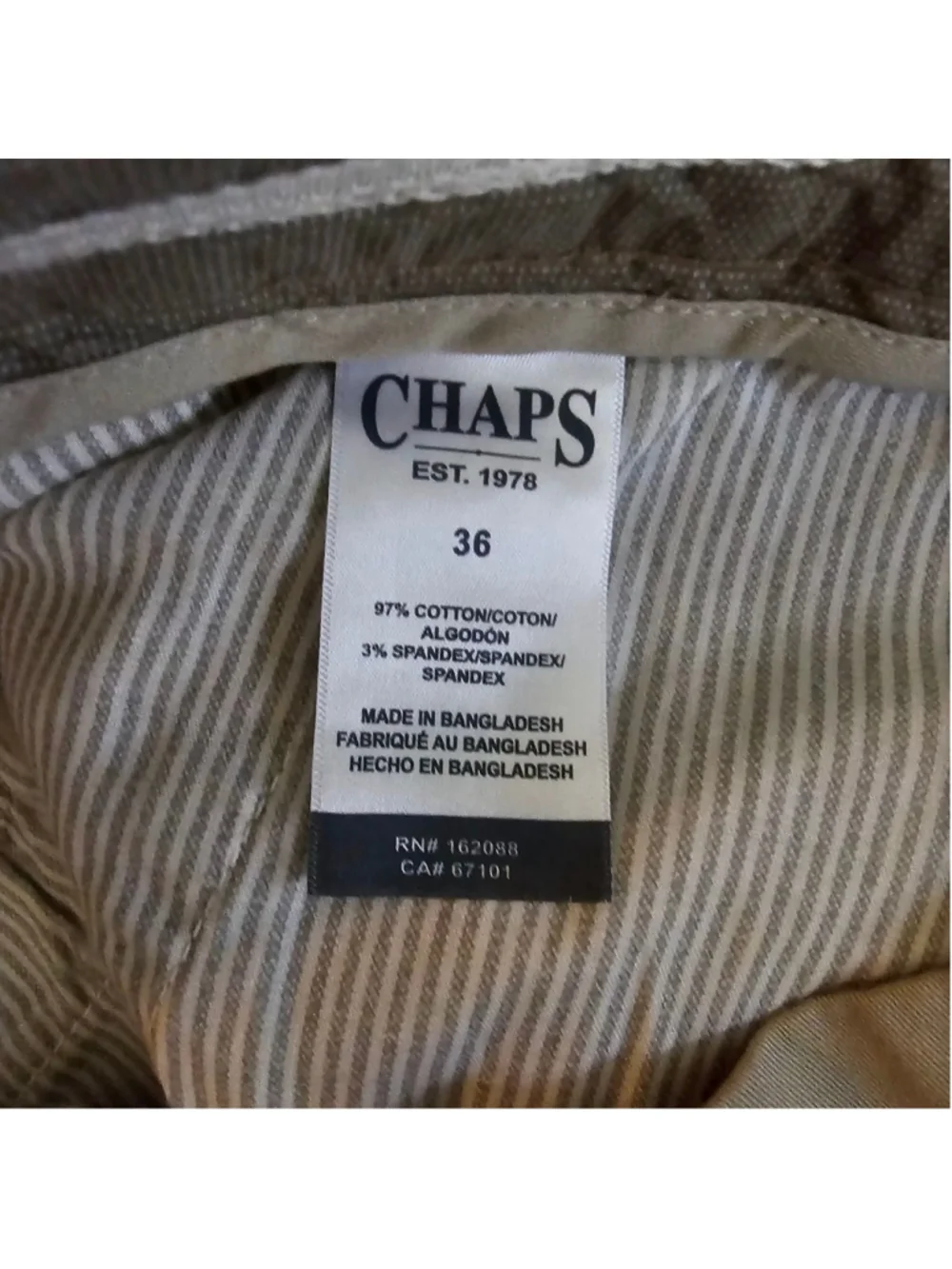 Chaps Mens Shorts 36 Khaki Tan Stretch Chino 8